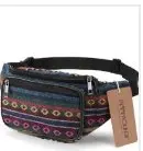 Annmouler-riñonera de tela para mujer, bolso de pecho con doble cremallera, estilo bohemio Tribal, riñonera para teléfono, 6 colores