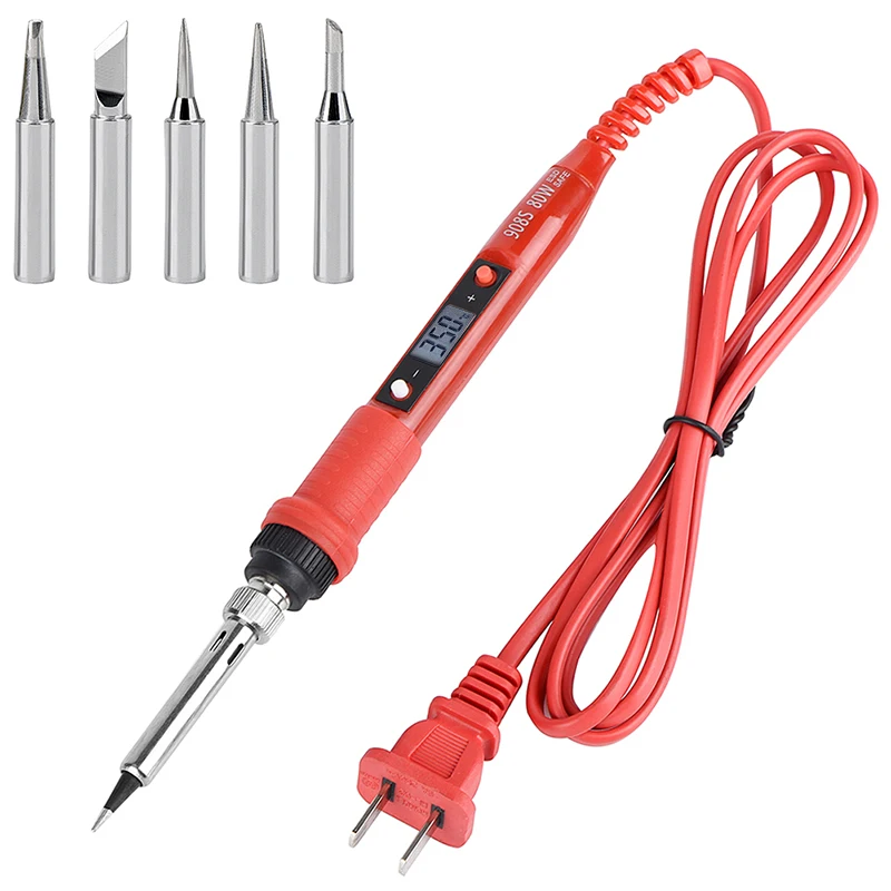 

JCD Soldering Iron LCD Electronics 220V 80W Adjustable Temperature Welding tool Rework-station 5pcs Soldering Tips kits Tool