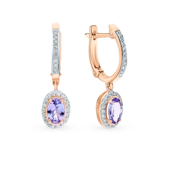 

Gold earrings with tanzanite and diamonds sunlight sample 585 test
