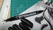 9 unids/set Punta doble marcadores permanentes negro rojo azul tinta 0,5mm-1mm bolígrafos para la escuela suministros de oficina estudiante papelería