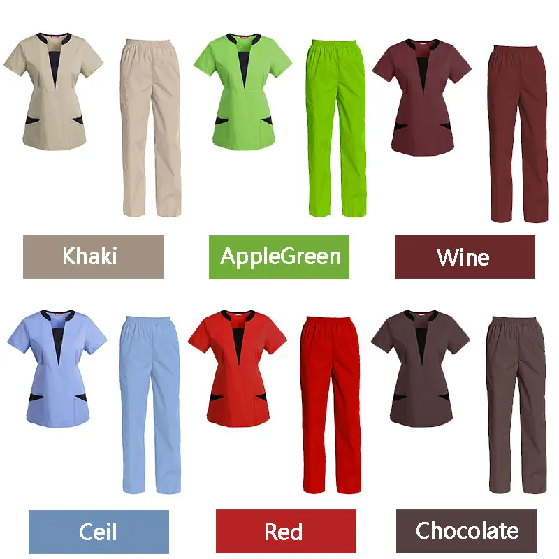 Women's Scrub Set Nursing Uniform Set Scrub Top and Pants