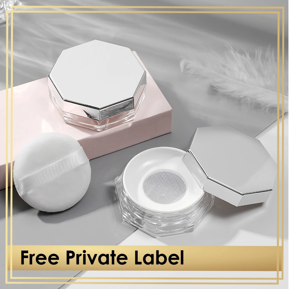 Empty Makeup Powder Container Loose Face Powder Private Label Travel Containers Refillable Powder Bottle Box with Puff Sifter