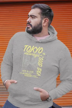 

Angemiel Wear Tokyo Is A Good İdea Gray Men 'S Hooded Sweatshirt
