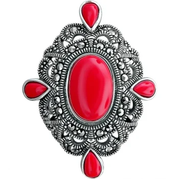

Esthete brooch with lapis lazuli and Swarovski crystals made of black silver