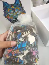 Rompecabezas de madera para niños y adultos, juegos de animales de juguete, dificultad, zorro, gato, León, Lobo, cada pieza es de dibujos animados