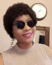 Corte Pixie-Peluca de cabello humano Afro rizado, hecha a máquina, corta, brasileña, Remy