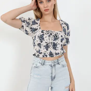 Womens Blouse Patterned Color 여름 패션 티셔츠 코튼 2022 New Collection Streetwear Backless Crop Top With Strap Camisole