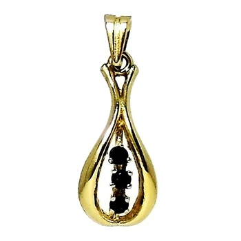 

18k gold pendant teardrop 3 blue sapphires [5226]