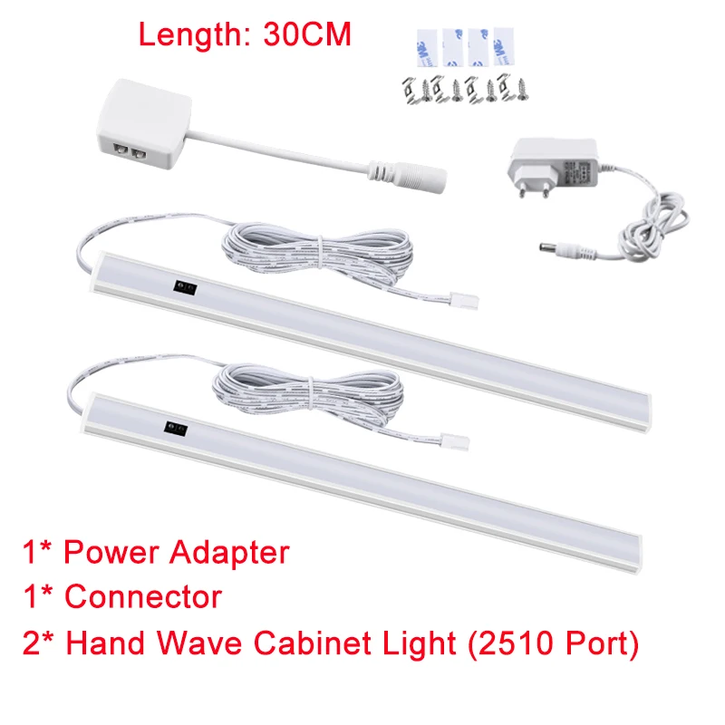 2510 Port 2 x 30CM EeeToo ручная развертка светодиодный бар светильник движения Сенсор 12V светодиодный трубки гардероб шкаф светильник 30/40/50 см бар светильник для Кухня лампа - Emitting Color: 2510 Port 2 x 30CM