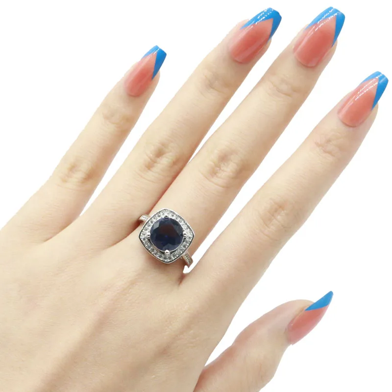 15x15mm SheCrown Square Shape Created New Stone iolite CZ For Sister Silver Rings Wholesale Drop Shipping | Украшения и
