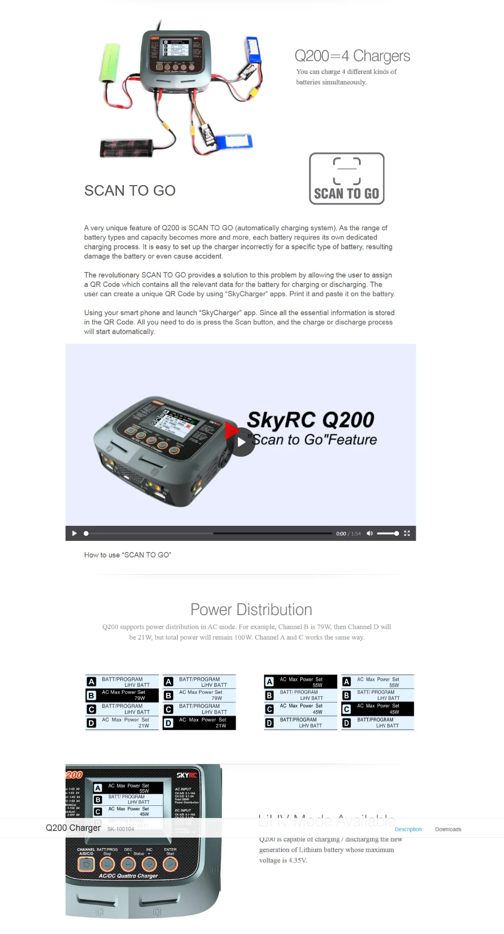 Зарядное устройство Skyrc Q200 от 1 до 4 Интеллектуальное зарядное устройство/зарядное устройство AC/DC для Lipo/LiHV/литий-железо/литий-ионный/NiMH/NiCD/свинцово-кислотный аккумулятор