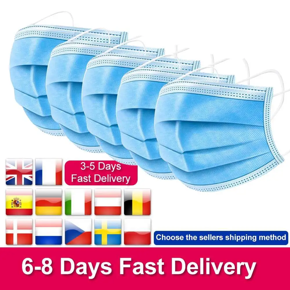 

Fast Delivery Disposable Non Woven 3 Layer Ply Filter Mask Mouth Face Mask Filter Safe Breathable Dust Proof Protective Masks