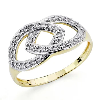

Gold ring two-tone 18k 38 zircons [7543]