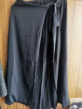 Wide Leg-Trousers Fit-Pants Pleated Spring Autumn Split Black High-Elastic Women Fashion