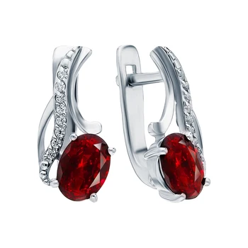 

Silver earrings with cubic zirconia and Garnet sunlight sample 925