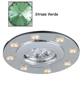 

Recessed metal polished chrome and rhinestone made whit Green swarovski