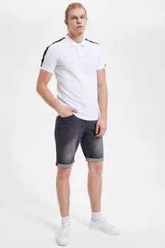 

DeFacto Man Summer Dark Grey Denim Shorts Men Casual Fit Washed Short Jeans Male Bermuda-L0193AZ19SM
