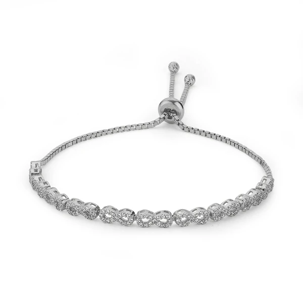 

Silver 925 Sterling Zircon Cubic Zirconia Infinity Elevator Bracelet