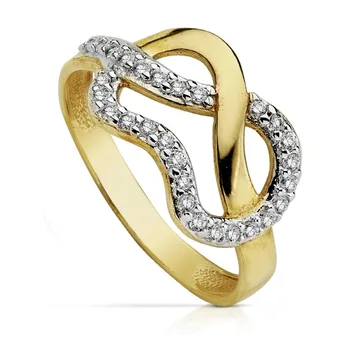 

Ring gold 9k two-tone zircons waves [AA7514]