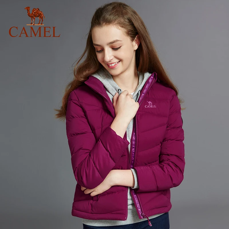 Женский пуховик на белом утином пуху CAMEL Сверхлегкий зимний с 90% содержанием
