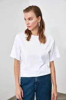

Trendyol Black and White 2-up Package 100 Cotton Cycling Neck Boyfriend Knitted T-Shirt TWOSS20TS1800