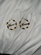 Pendientes de aro de bambú de acero inoxidable, joyería personalizable con nombre, estilo bambú, aretes encantadores, regalo de nombre, 4-8cm