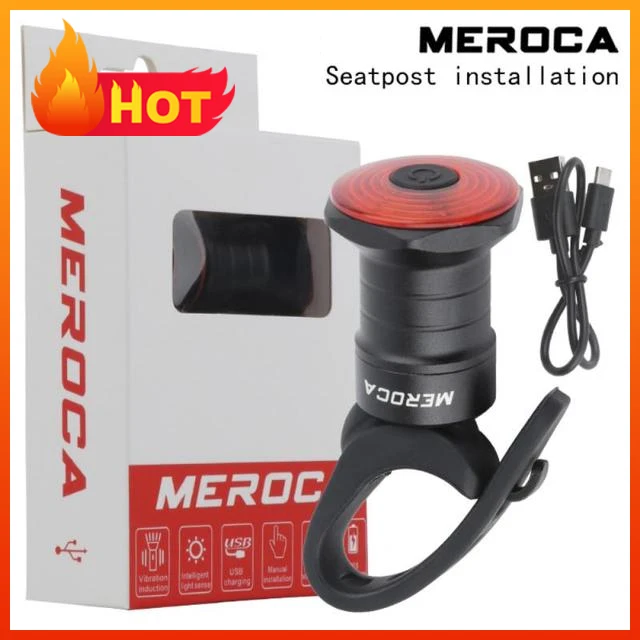 MEROCA Rear Light Bicycle Smart Sensor Brake Tail Light Rechargeable Lamp Taillight MTB Bicycle lantern Cycling Bike Accessories Smart Light 01