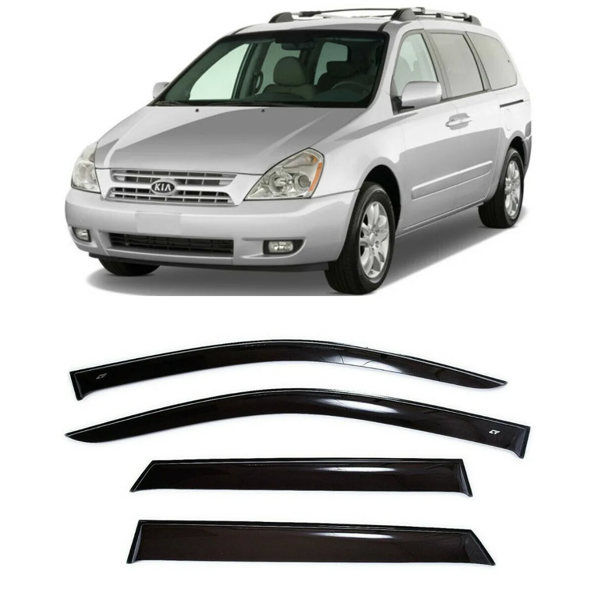 Дефлекторы окон Cobra Tuning K10206 на авто Kia Sedona 2 ll 2006-2014 4 шт./комп. ветровики от дождя
