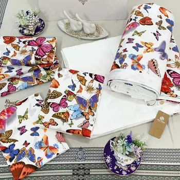 

Bedding Set with blanket arttextile blanket euro bamboo silk Egyptian cotton butterfly 600tc multi color novelty