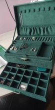 WE New-estuche de 3 capas con broche verde para mujer, organizador de joyería, anillo grande, collar, soporte de maquillaje, caja de joyería de terciopelo con cerradura