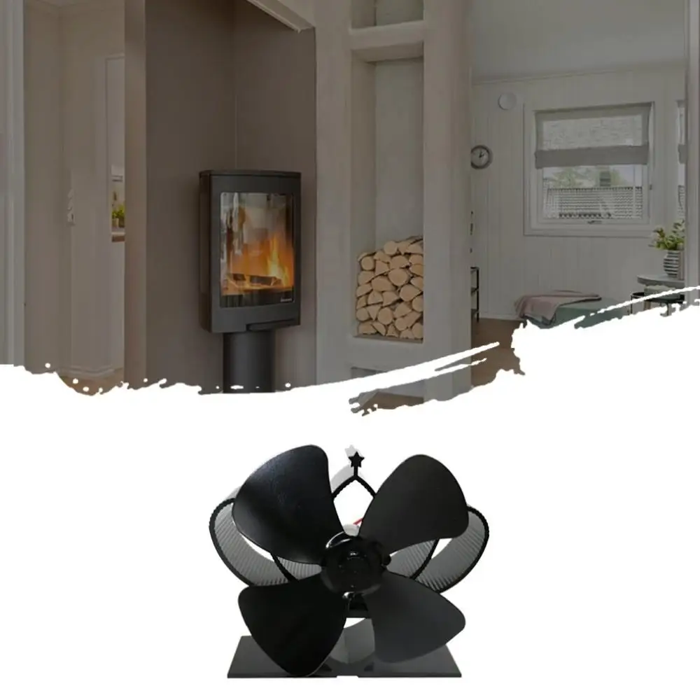 YL201 Thermal Power Fireplace Fan Heat Powered Wood Stove Fan For Wood/Log Burner /Fireplace Eco Friendly Four-leaf Fans