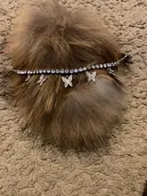 Tobillera de mariposa para mujer, cadena de tenis con diamantes de imitación, joyería para pie, tobillera de playa para verano