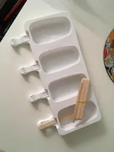 Moldes de silicona para helados, bandeja de cubitos de hielo de 4 celdas, fabricante de paletas de comida seguro, congelador casero, moldes de accesorio de cocina