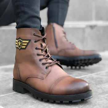 

BOA Lace-Up Zipper Çavuş Tan Male Sports Postal Boots, High Quality 100% Vegan Leather Men Boots. Shoe Boot, Sneaker Boot, Young Man Boots, Chaussures De Jeunes Hommes, Leather Boots