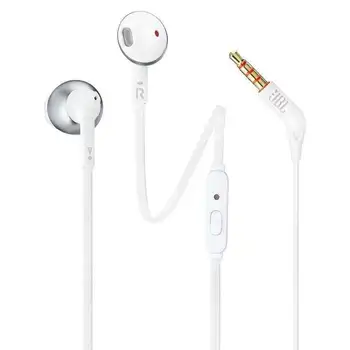 

Jbl t205 chrome - pure bass - drivers 12.5mm headset-flat cable-func. Hands-free-comfort-fit ergonomics