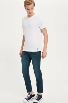 

DeFacto Man Blue Denim Jeans Men Casual Straight Denim Trousers Men's Mid-waist Bottom Jeans-M7337AZ20SP