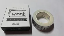 15mm * 7m Serie de viajes Washi Tape de papel de 15mm red Número de semana Memo papelería decorativa cinta adhesiva de la semana de La etiqueta engomada