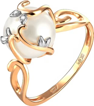 

Примаэксклюзив ring with pearls and cubic zirconia in red gold
