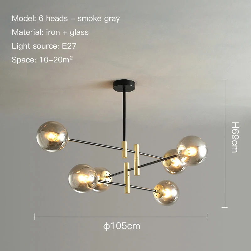 mid century modern chandelier Nordic LED Chandelier for Living Room Bedroom Dining Room Kitchen Glass Ball Ceiling Pendant Magic Bean Molecular Hanging Lamp gold chandelier Chandeliers