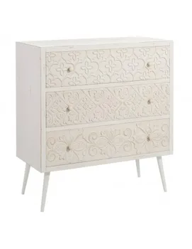 

COMFORTABLE 3 DRAWERS CREAM DM-METAL 75X35X80 CM