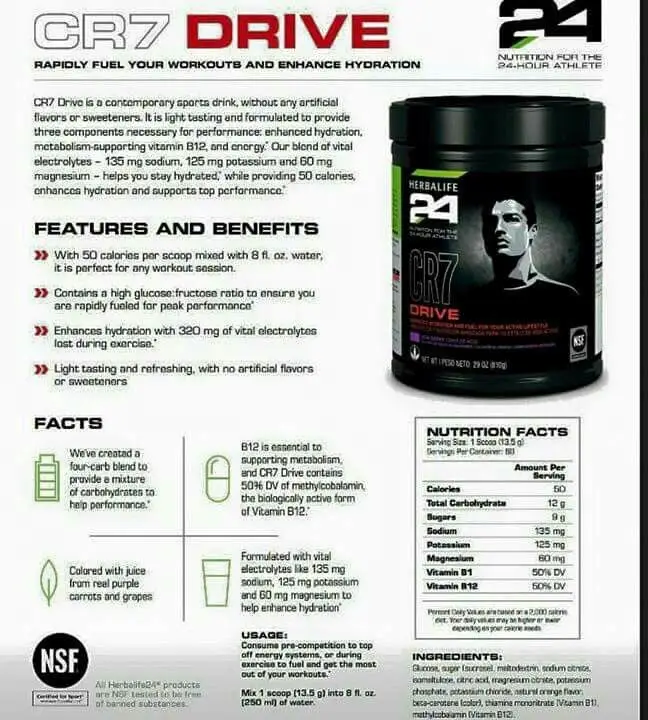Herbalife24 Cr7 Drive Sports Drink Acai Berry 540g Canister Carbohydrate Electrolyte Drink Mix Powder Healthy Lifestyle Athlete Disposable Tea Bags Aliexpress