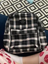 Mochila a cuadros para mujer, bolso escolar con patrón de lona, estilo universitario, de viaje