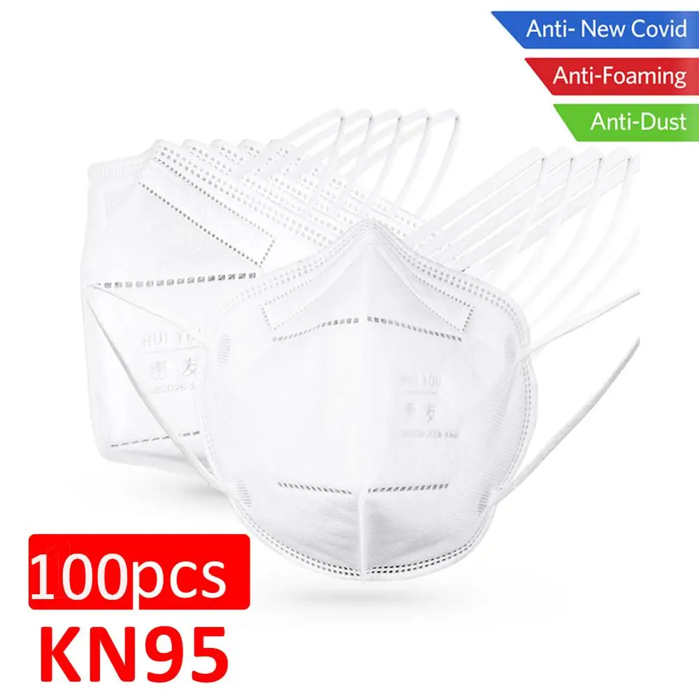 

100pc KN95 Face Masks Protective Anti-dust 95% Filtration PM2.5 Dustproof Protection Respirator White 95% Filtration Mouth Cover
