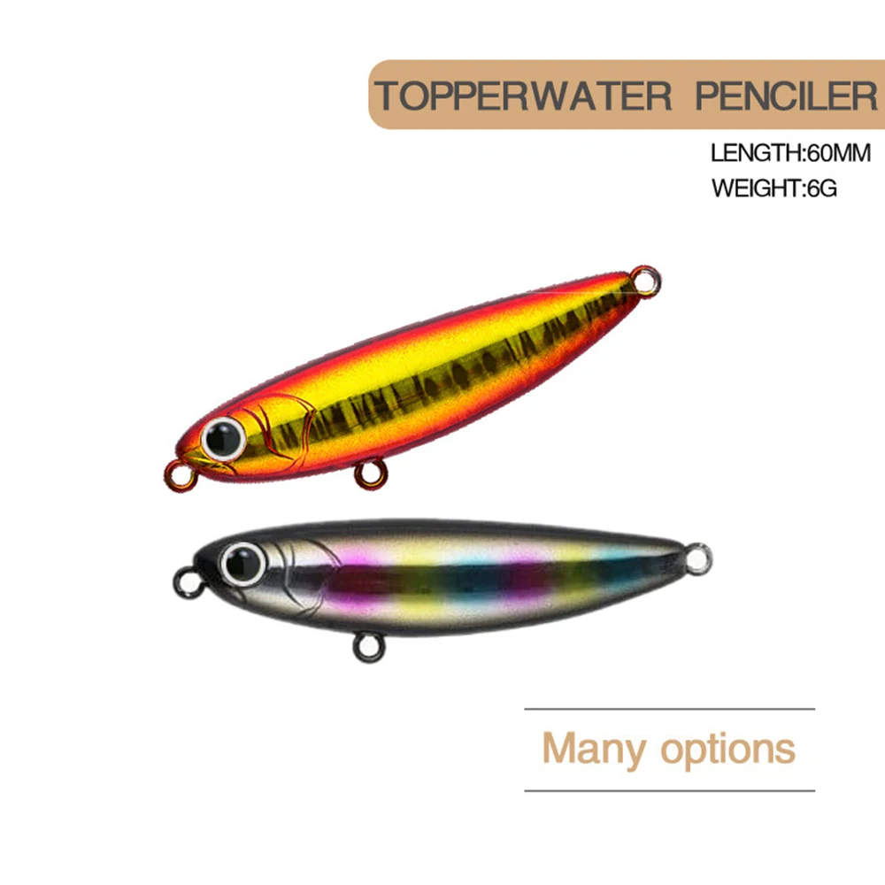 6cm6gFishingLureMicroPencilBaitWobblerFloatingZigzagShallow