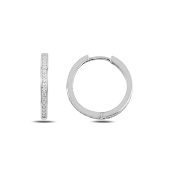 

Silver 925 Sterling Single Row Zircon Stone 20mm Ring Earrings