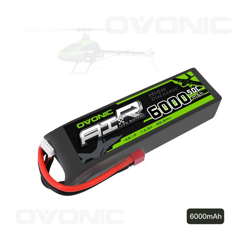 

OVONIC 14.8V 50C 4S 6000mAh LiPo Battery Pack With Deans Style T Plug Connectors for RC Buggy Truggy Helicopter Airplane RC Car