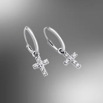 

LOTUS earrings LP1243-4/1 925 sterling silver hoop earrings with Cross