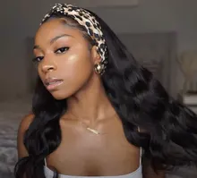 Headband Wig Human-Hair Body-Wave Full-Machine High-Density Women for Designer