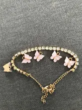 Tobillera de mariposa para mujer, cadena de tenis con diamantes de imitación, joyería para pie, tobillera de playa para verano