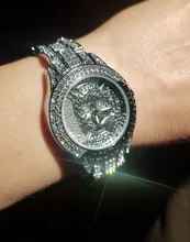Reloj de acero con diamantes y estampado de leopardo para mujer, pulsera con diamantes de imitación